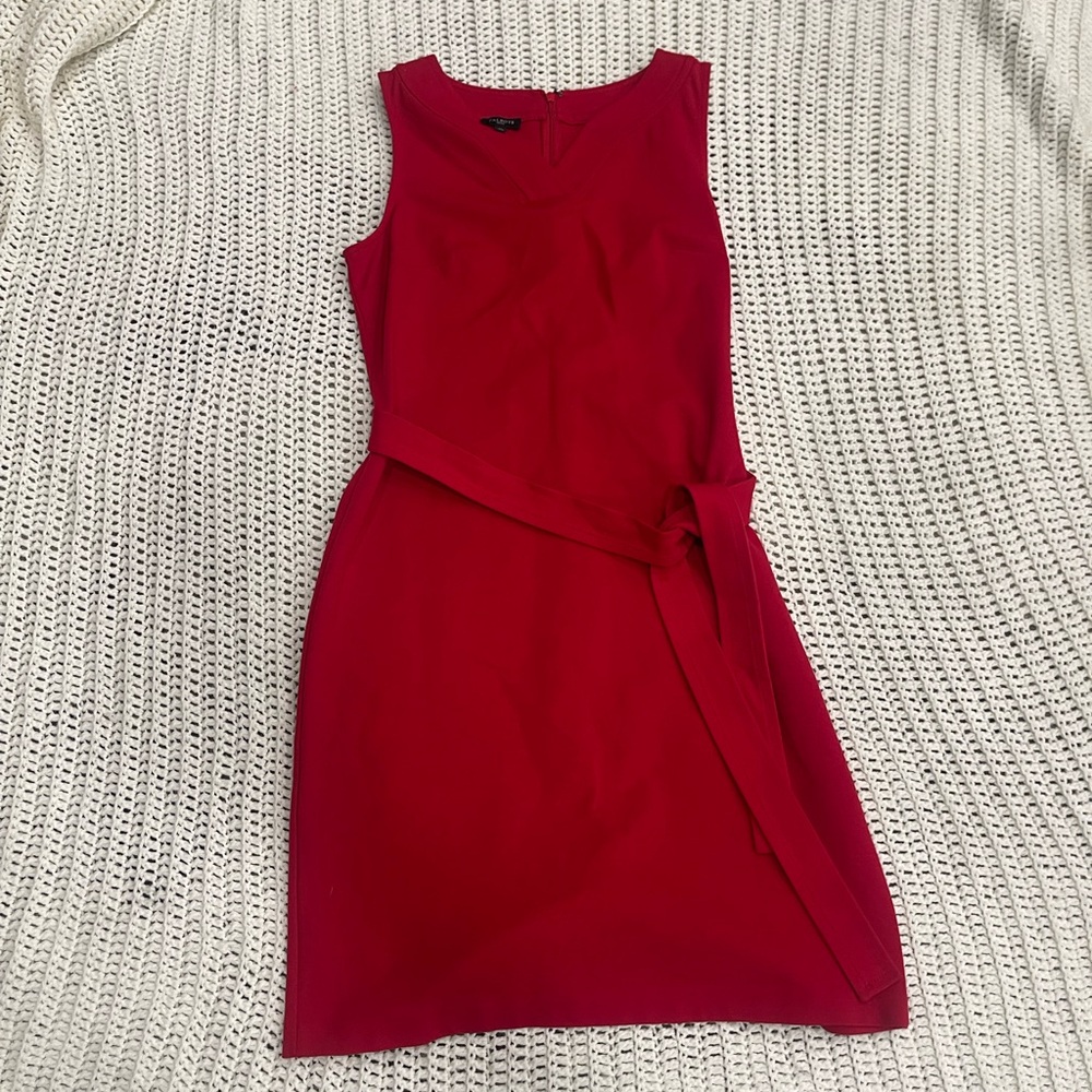 Talbots Red  Tie Front Sheath Dress